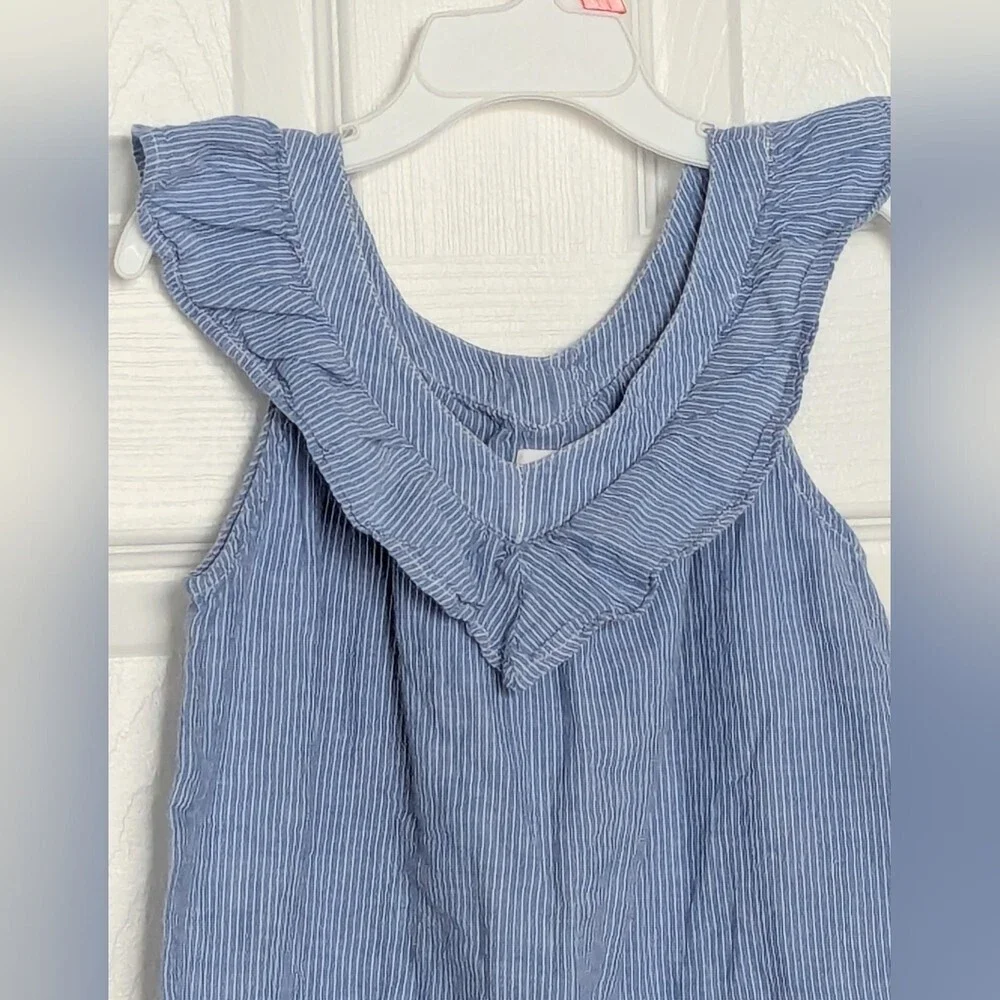 GAP Kids (Medium) Sleeveless Dress with Ruffled V-Neck & Colorful Embroidery